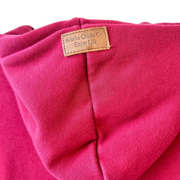 Alaska Chicks Co Womens Colorblock Cowl Neck Hoodie Burgundy Grey Black Size M - Picture 6 of 8
